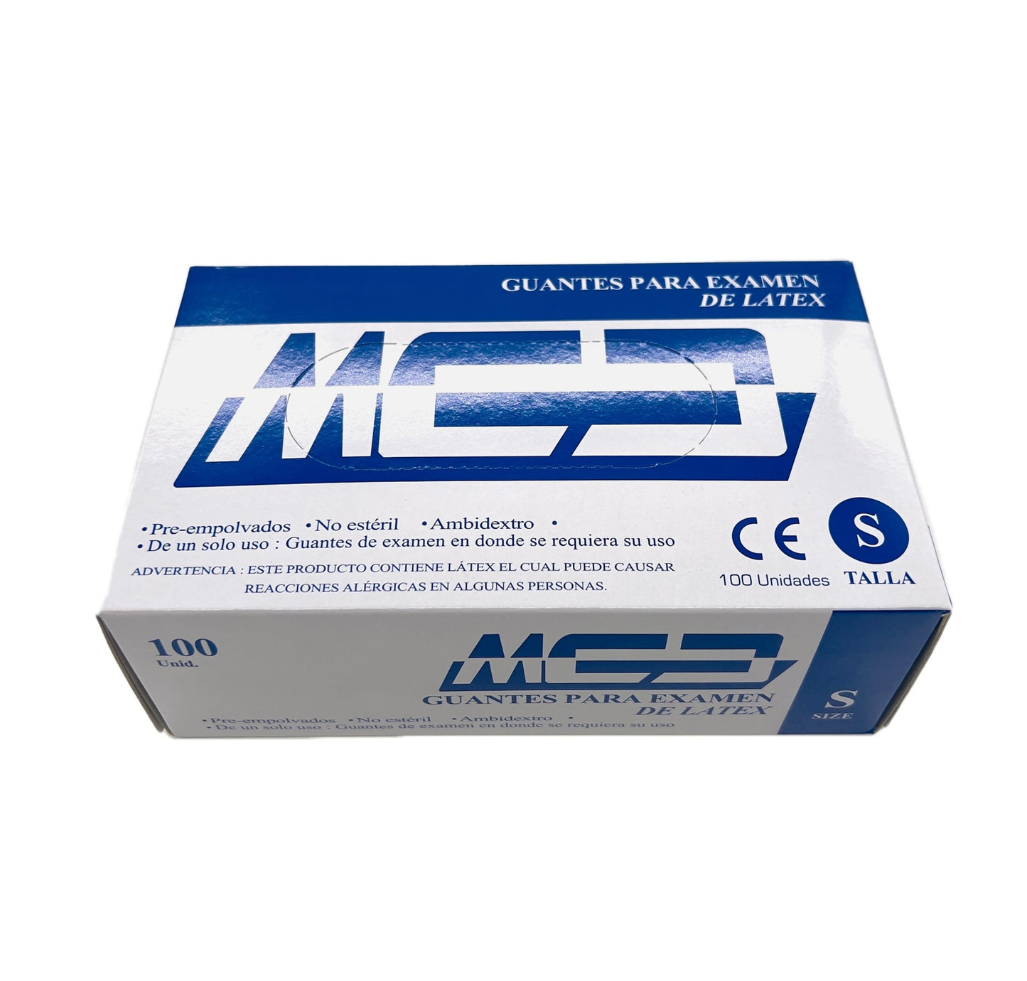 Guantes para examen de látex caja 100 unidades Talla S MCD