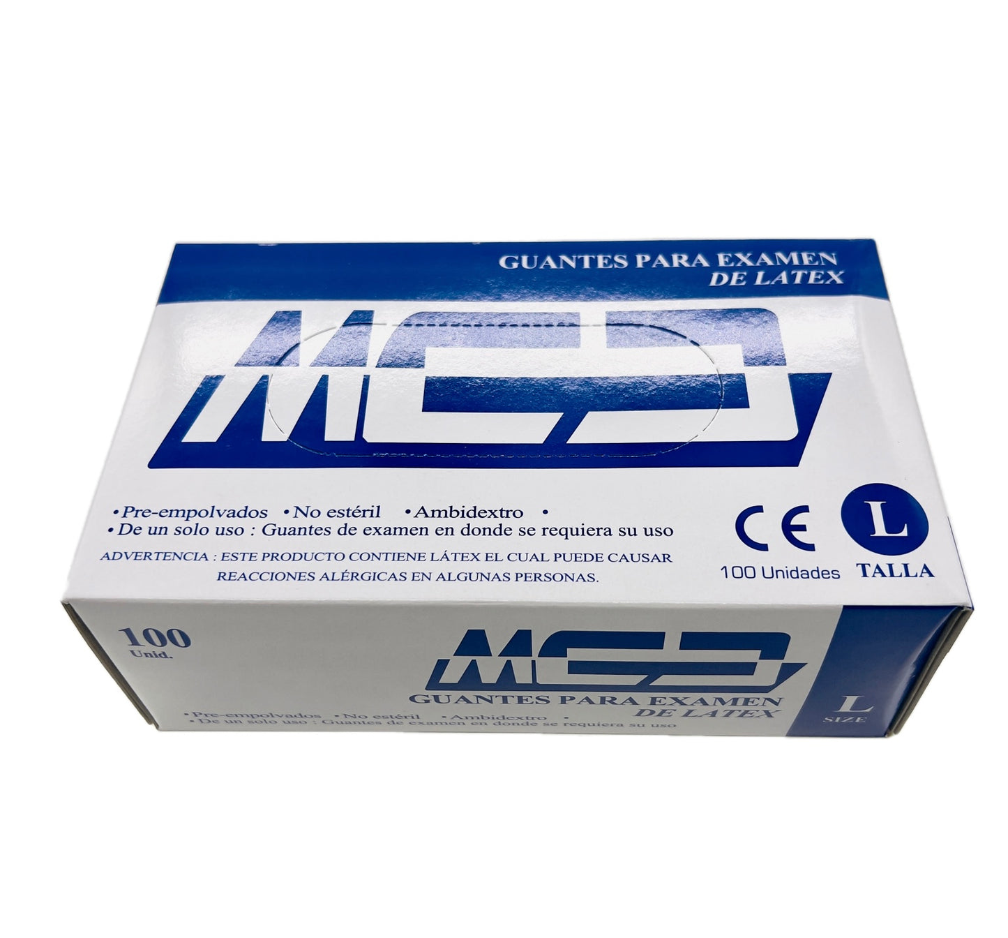 Guantes para examen de látex caja 100 unidades Talla L MCD