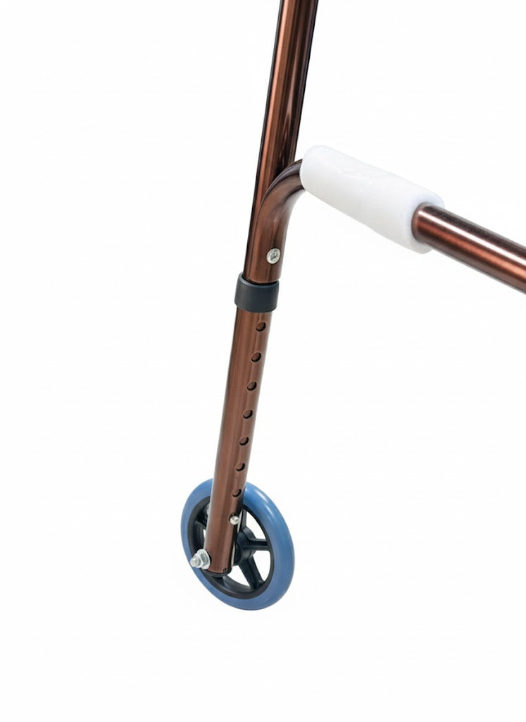 Andadera Con Ruedas Ajustable y Plegable De Bronce