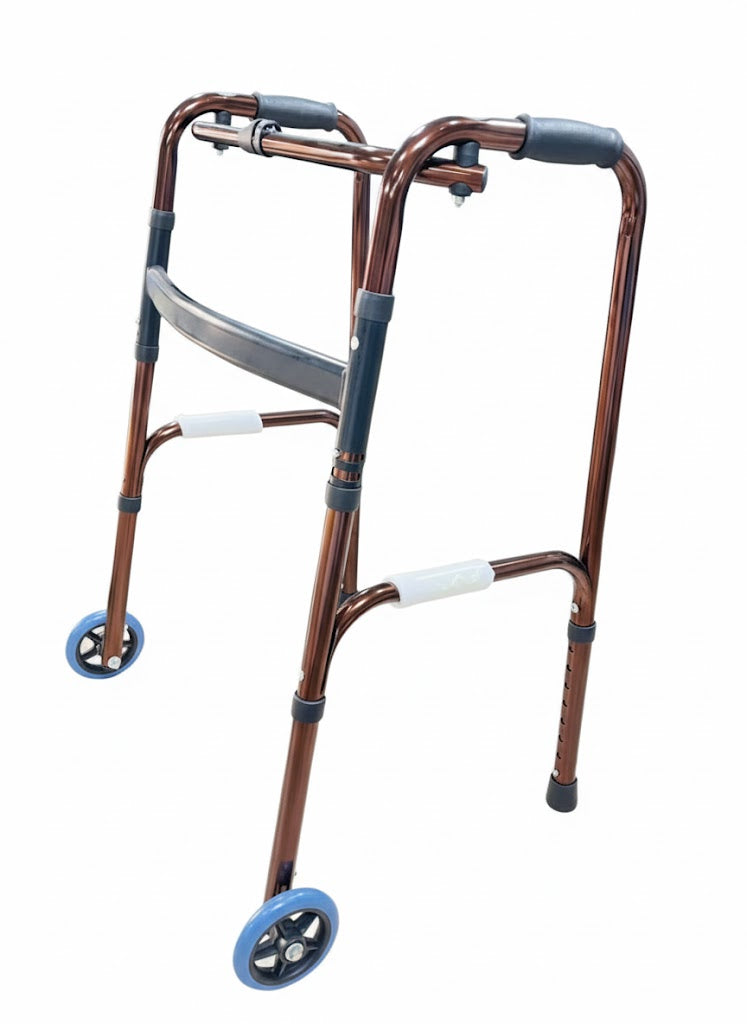 Andadera Con Ruedas Ajustable y Plegable De Bronce