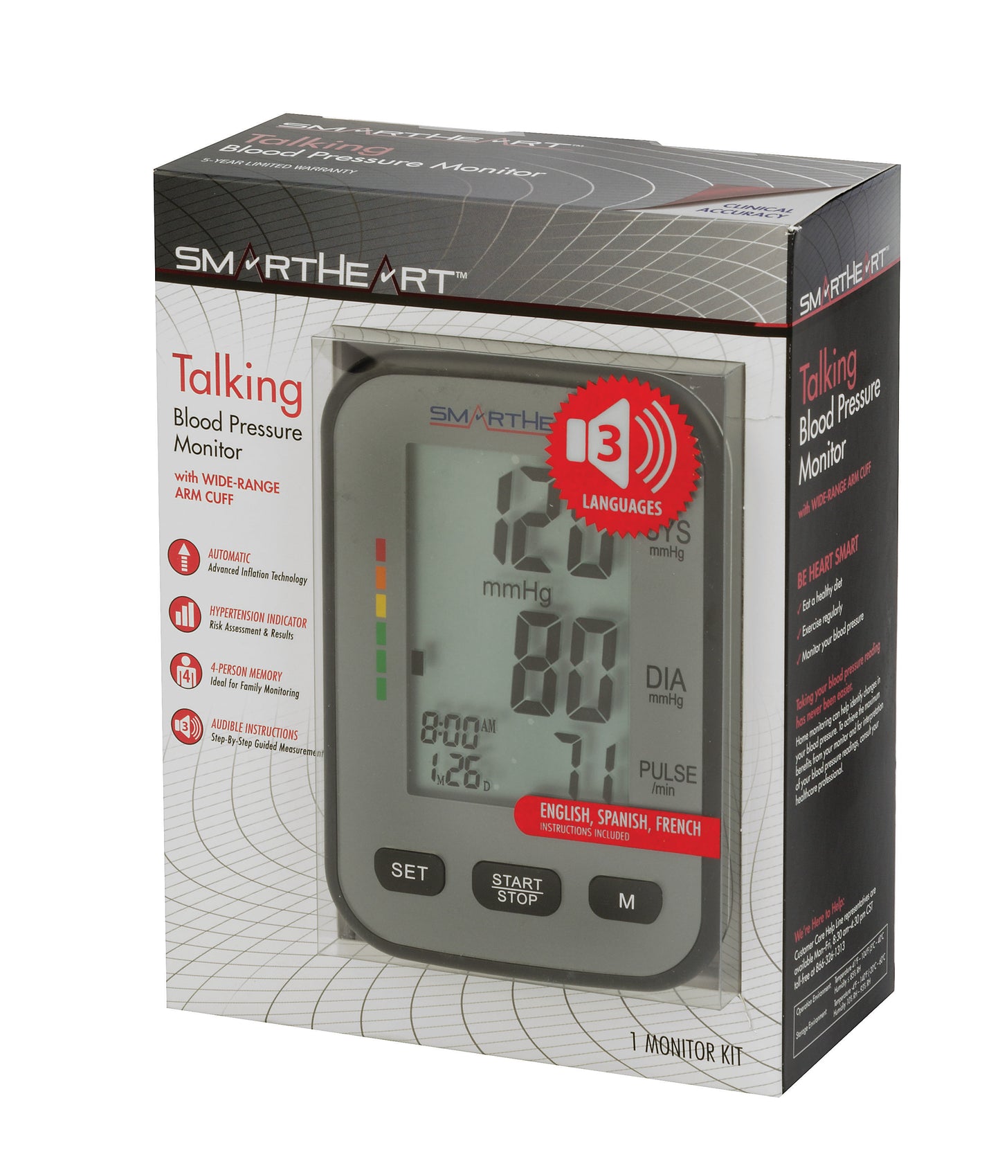 Tensiometro digital de brazo con sistema de voz SMARTHEART