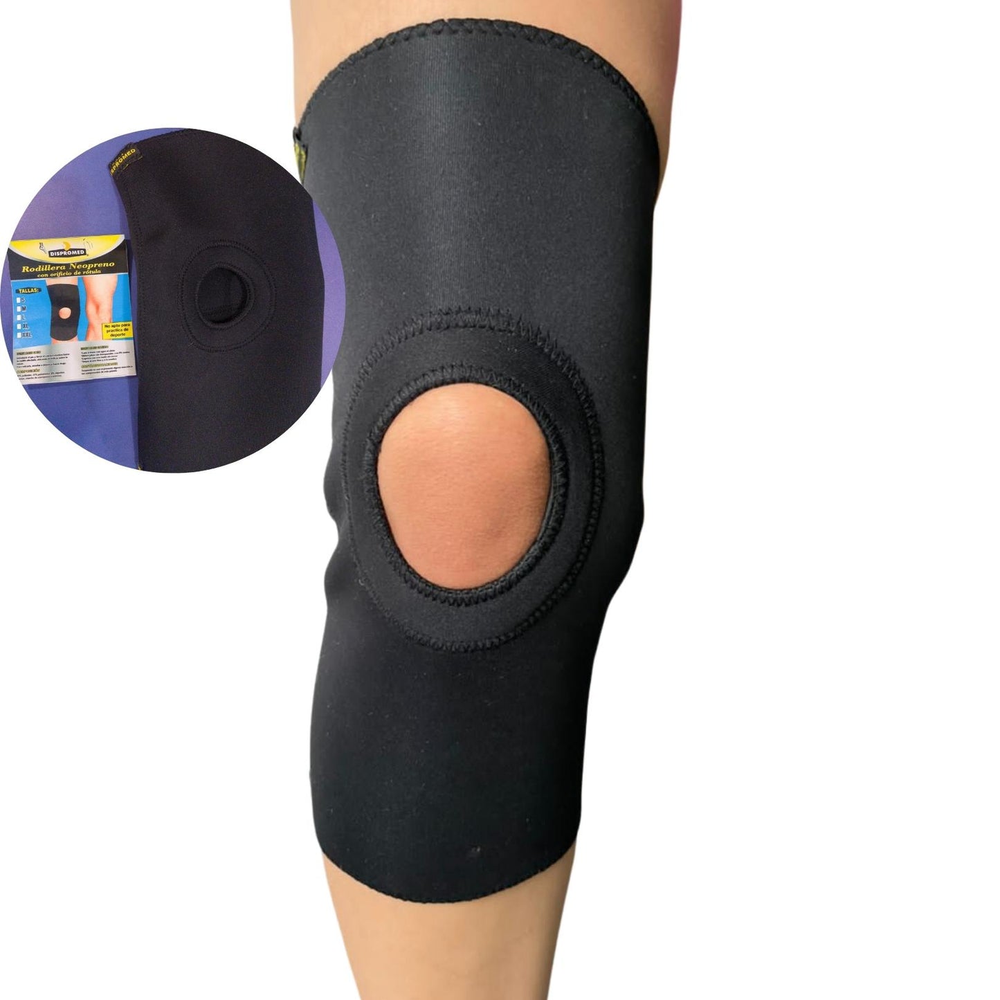 Rodillera neopreno con orificio de rótula DISPROMED