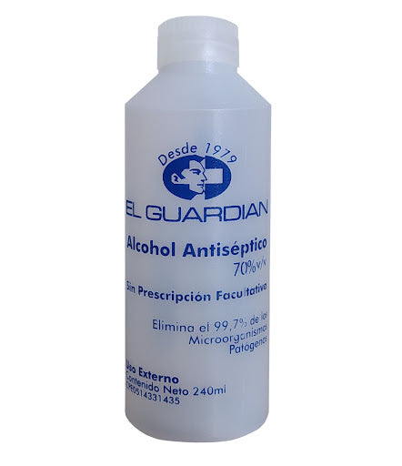 Alcohol Antiséptico al 70% x 240Ml. EL GUARDIAN.