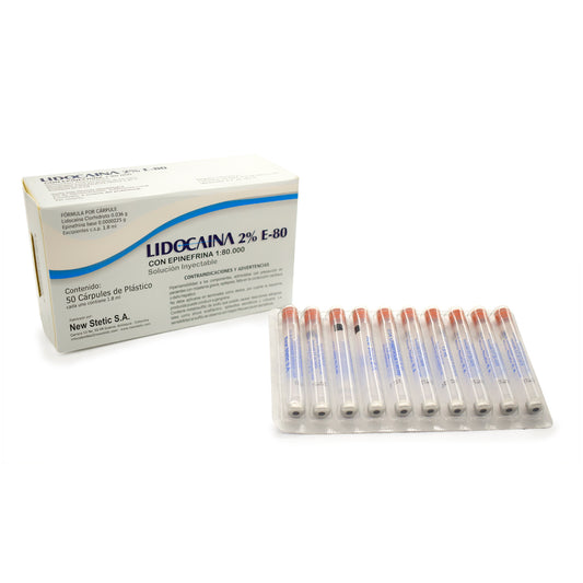 Anestesia al 2% lidocaina x 50 cartuchos