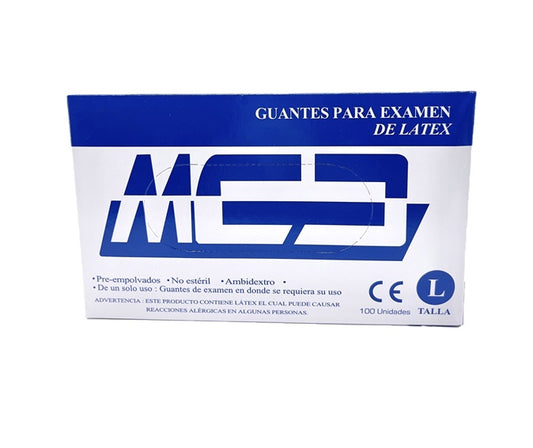 Guantes para examen de látex caja 100 unidades Talla L MCD