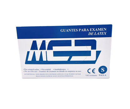 Guantes para examen de látex caja 100 unidades Talla S MCD