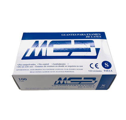 Guantes para examen de látex caja 100 unidades Talla S MCD