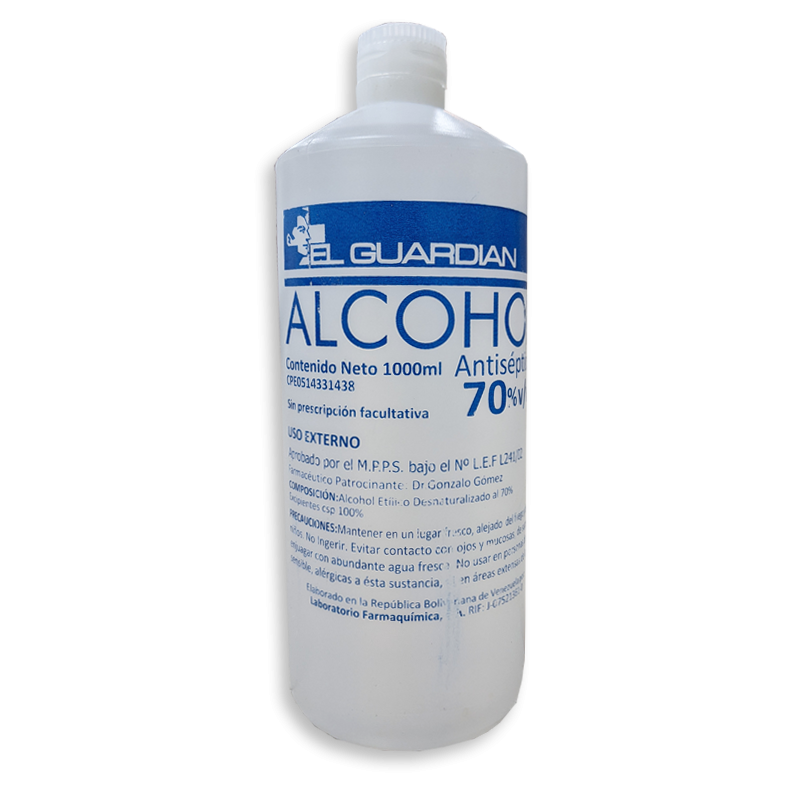 Alcohol Antiséptico al 70% 1 Litro. EL GUARDIAN.