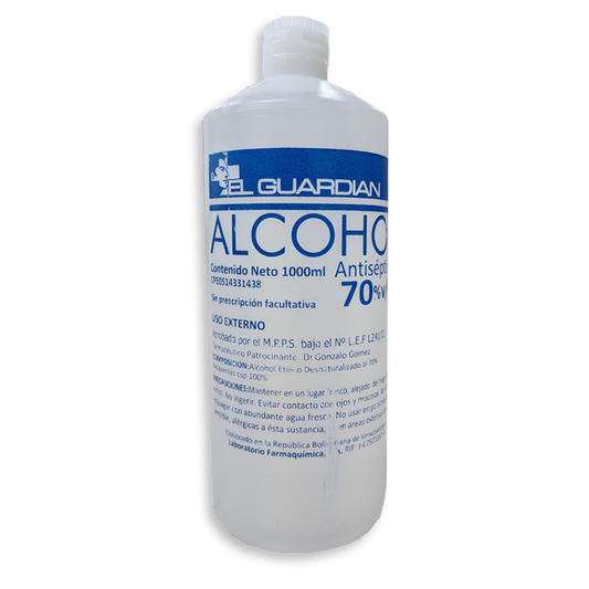 Alcohol Antiséptico al 70% 1 Litro. EL GUARDIAN.