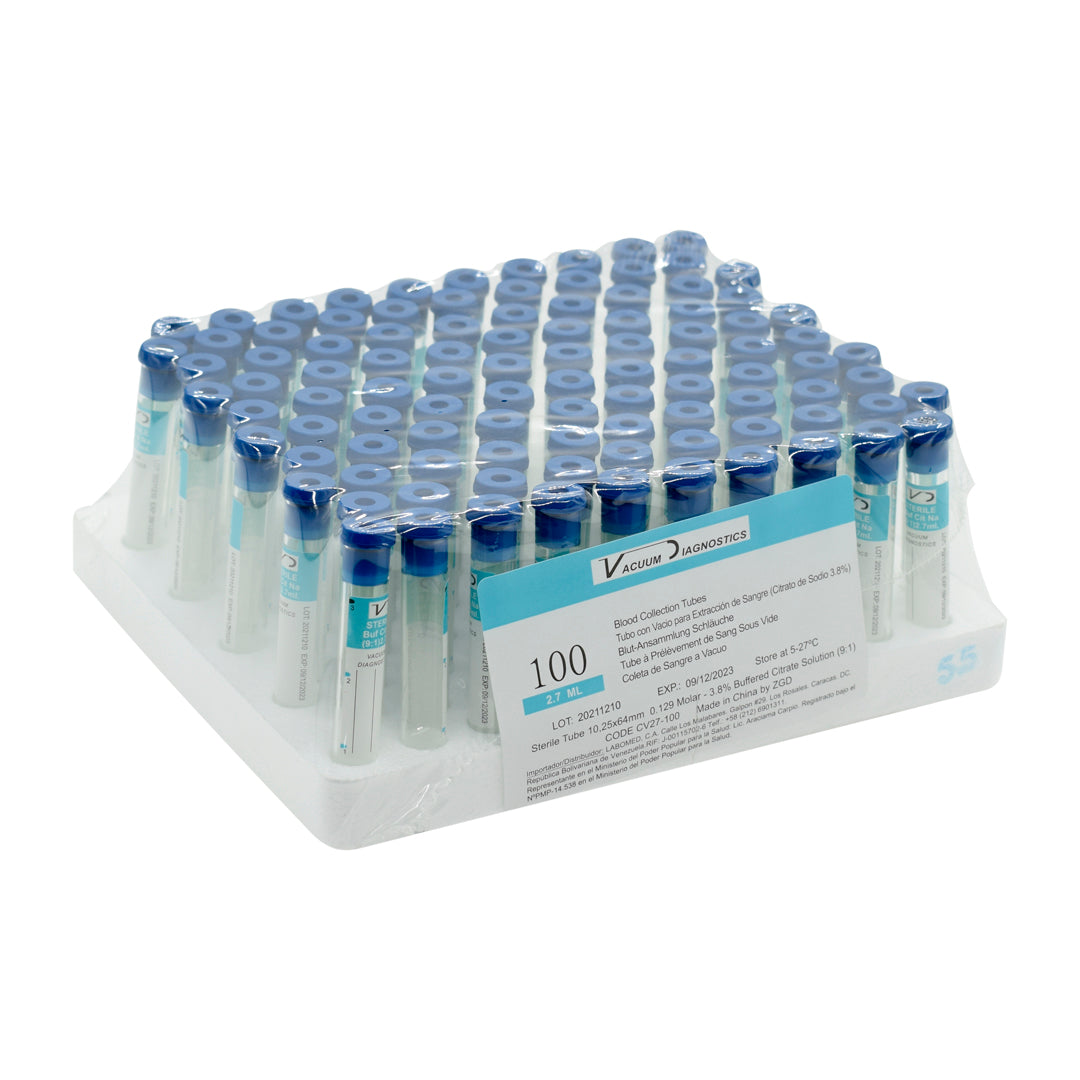 Tubos De Recolección De Sangre (Azul) x 100 uds 2.7ml